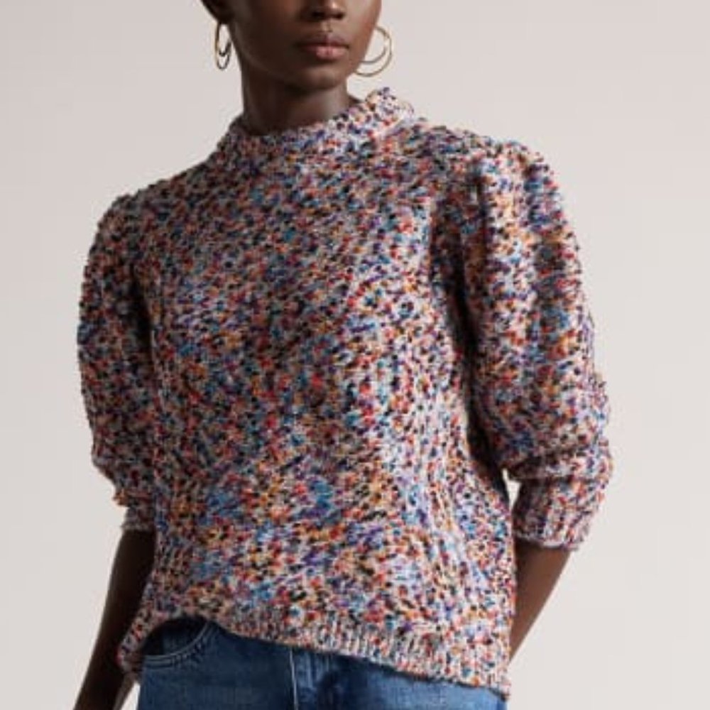 Ellinai Extreme Sleeve Boucle Sweater